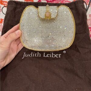 Judith Leiber Gold and Silver Crystal Clutch
